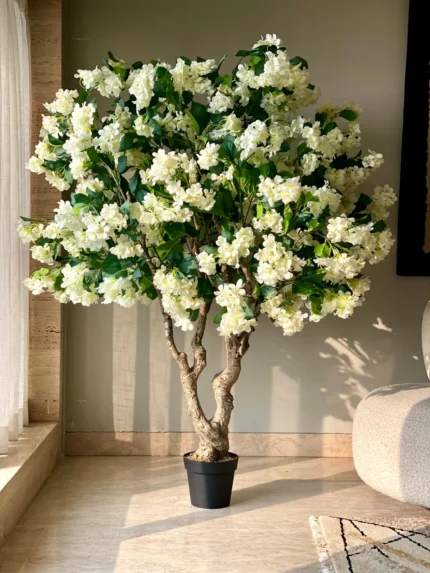Artificial White Blossom Plant - 6 Feet